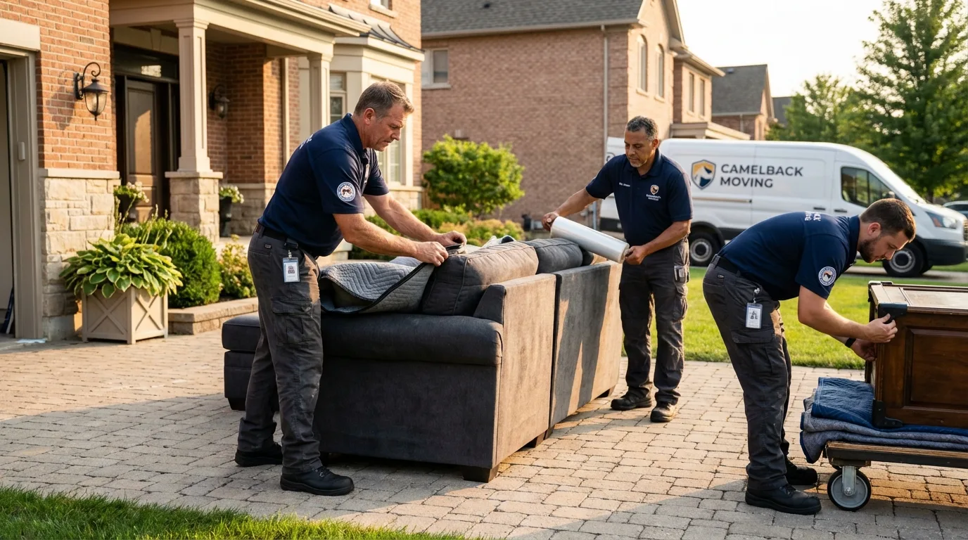 Large estate moving crew wrapping furniture in Bradley, IL